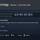 A Steam user reviews the game Cult of the Lamb.